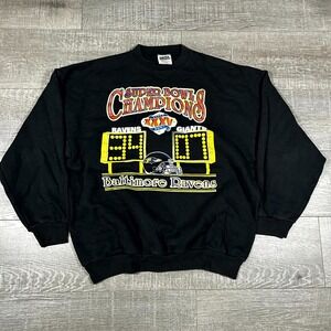 VTG Y2K Tultex Sweatshirt Men's XL Black Oversized Baltimore Ravens‎ Football